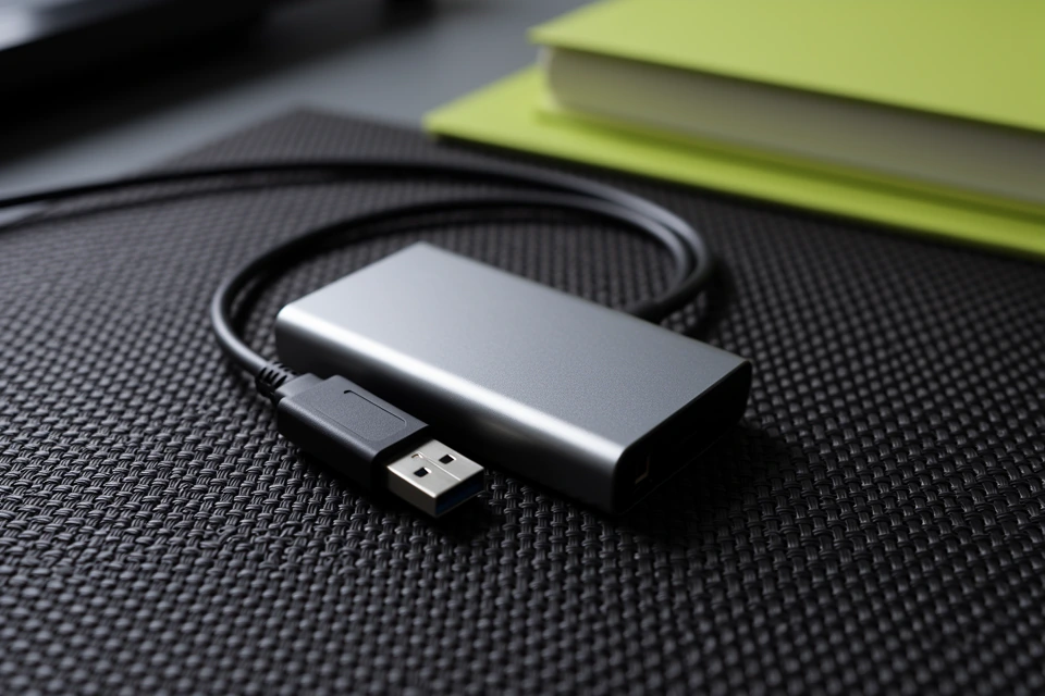 Losgekoppelde externe opslagschijf met een korte kabel